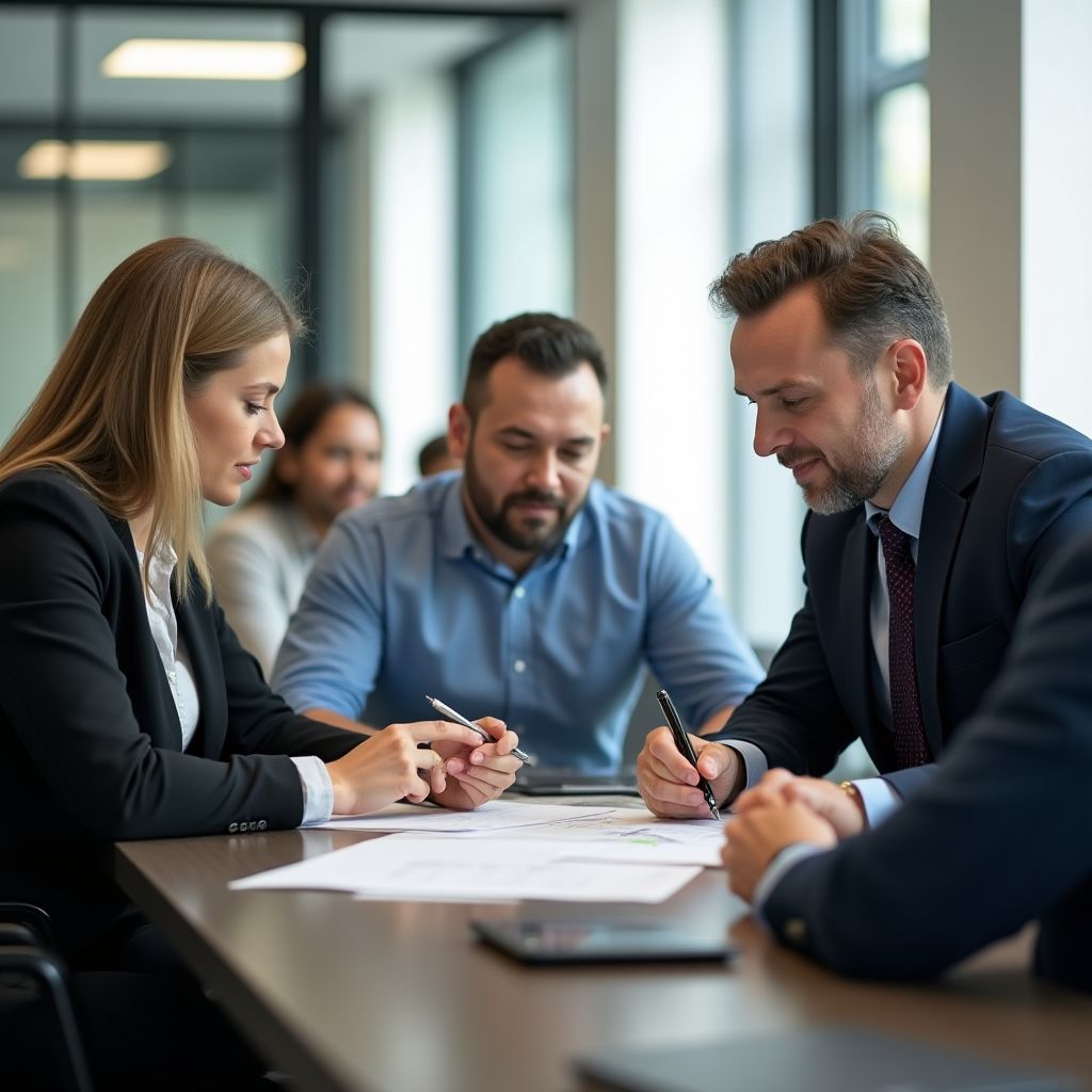 Equipo de profesionales ayudando a desempleados